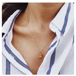 Sterling Silver Wave Disc Necklace